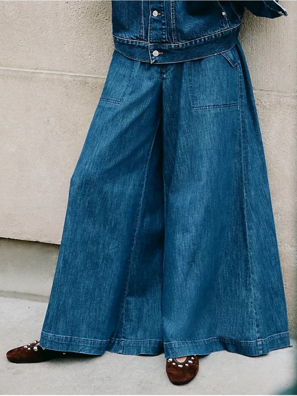 Pilcro Wide-Leg Denim Jeans in Deep Blue extra wide size 29 Anthropologie - Picture 5 of 8